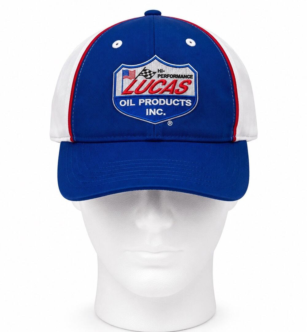 New Lucas Oil Products Racing Hat Cap Blue White Red Embroidered 100% Cotton